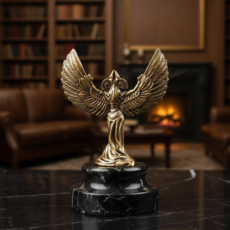 Home Decor Egypt - Mini Brass Winged Goddess Figurine 4.8cm