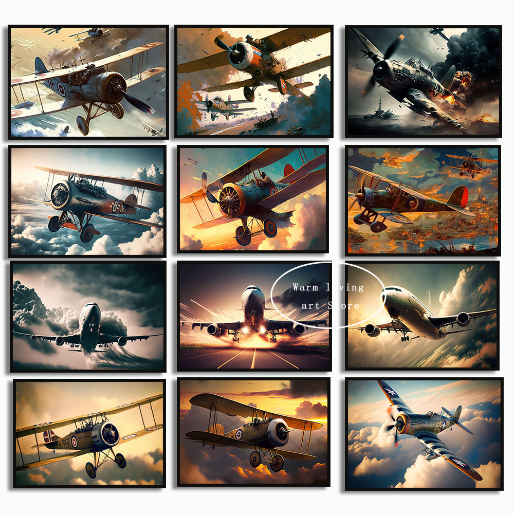 Home Decor Ikea - Airplane Fighter Aircraft Propeller Poster Wall