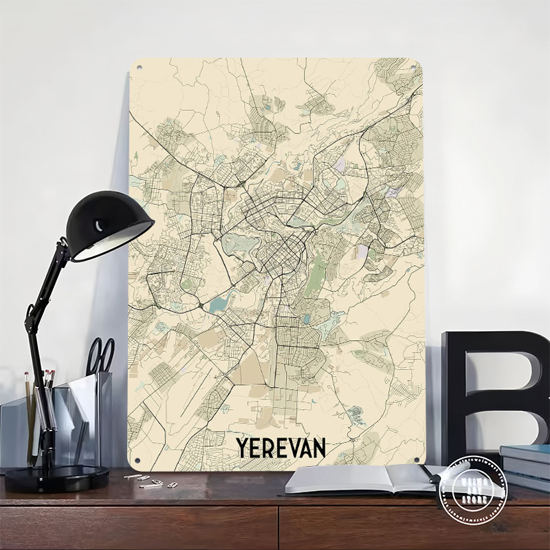 Yerevan City Map Tinplate Post - Home Decor Yerevan 评论和价格