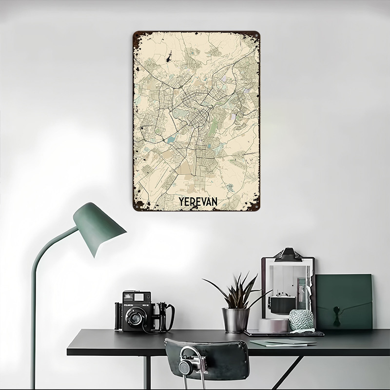 Yerevan City Map Tinplate Post - Home Decor Yerevan 评论和价格