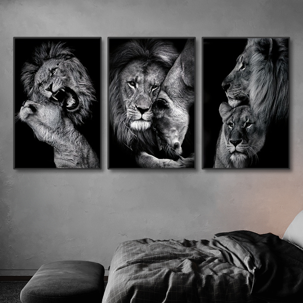 3pcs Modern Lion Family Canvas - Home Decor Ikea 评论和价格