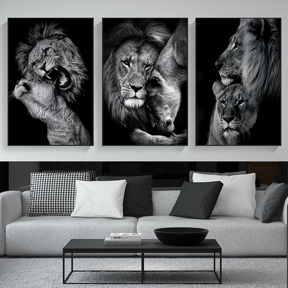 3pcs Modern Lion Family Canvas - Home Decor Ikea 评论和价格