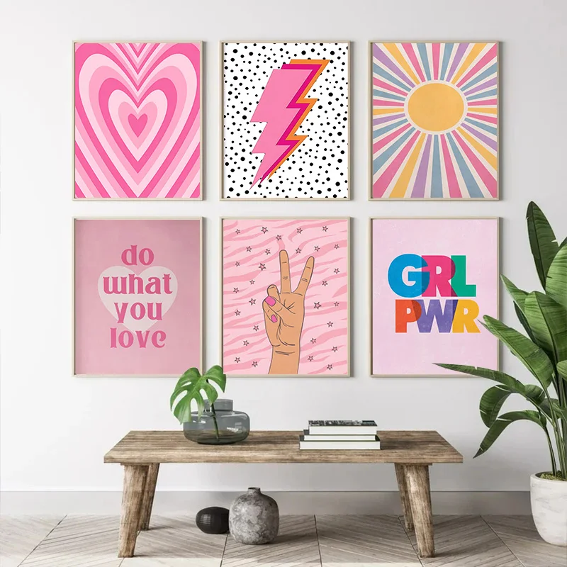Abstract Pink Lightning Gradie - Home Decor Minimal 评论和价格