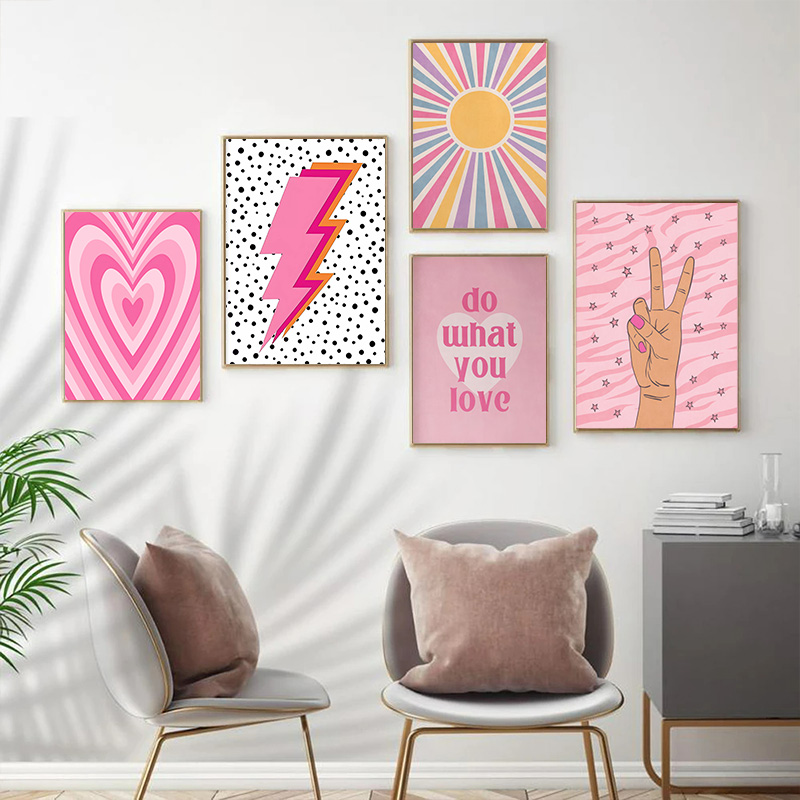 Abstract Pink Lightning Gradie - Home Decor Minimal 评论和价格