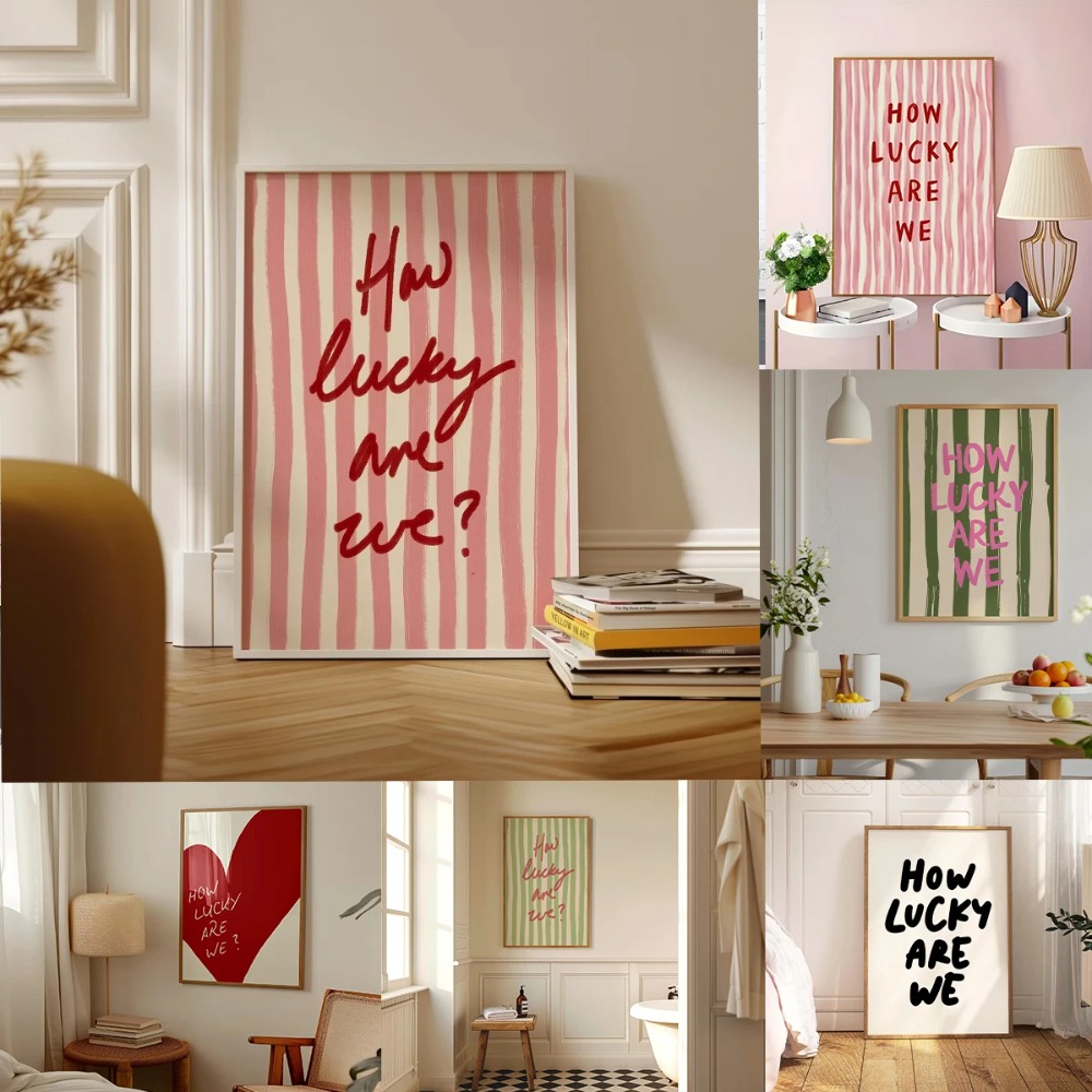 How Lucky Are We Pink Red Stri - Home Decor How To 评论和价格