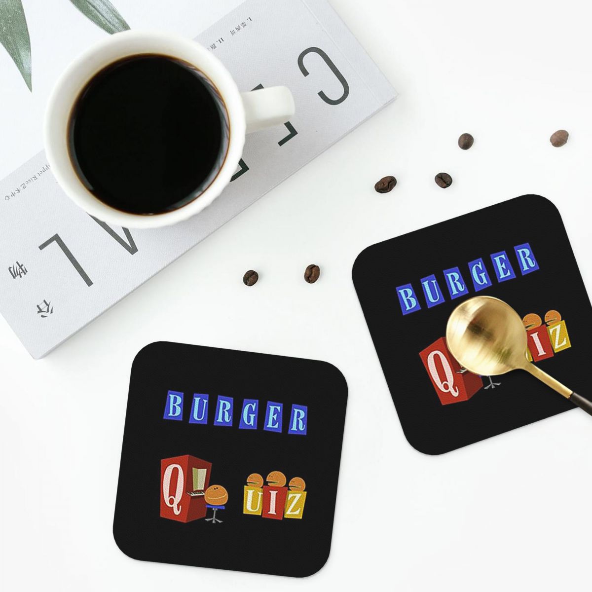 Burger Quiz New Logo Coasters  - Home Decor Quiz 评论和价格
