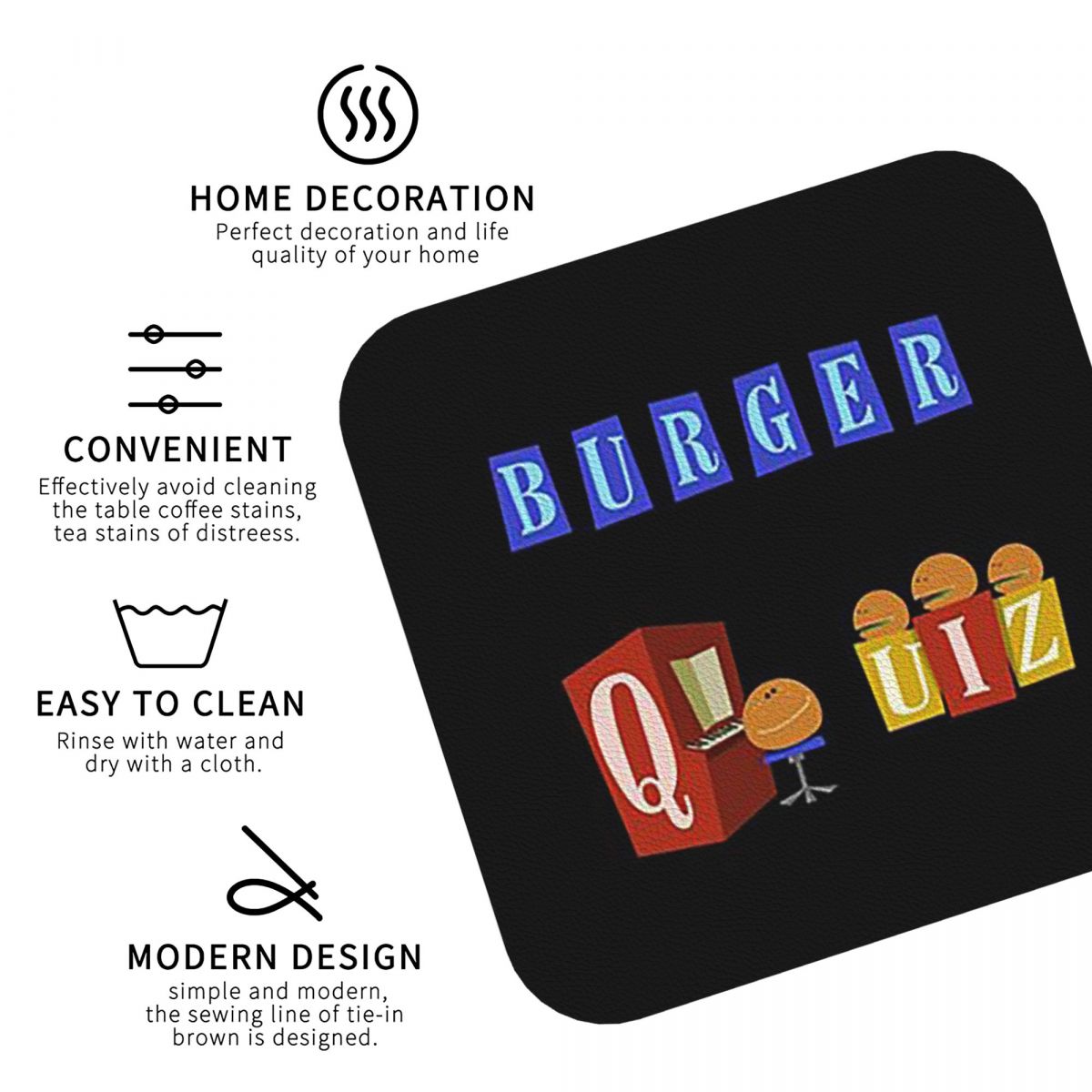 Burger Quiz New Logo Coasters  - Home Decor Quiz 评论和价格