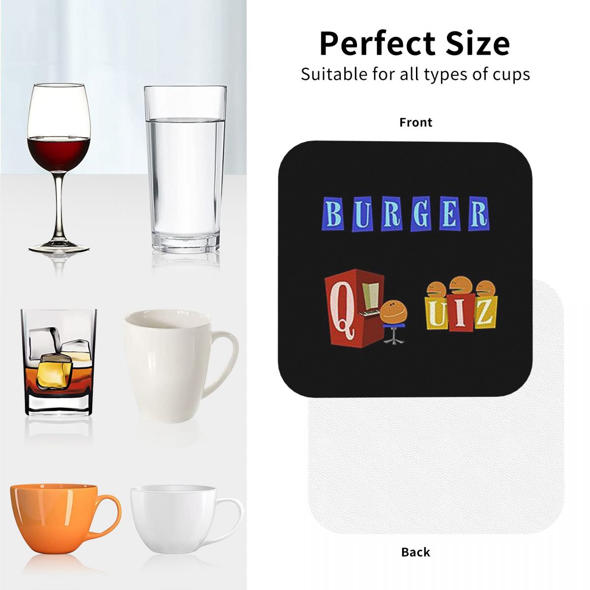 Burger Quiz New Logo Coasters  - Home Decor Quiz 评论和价格