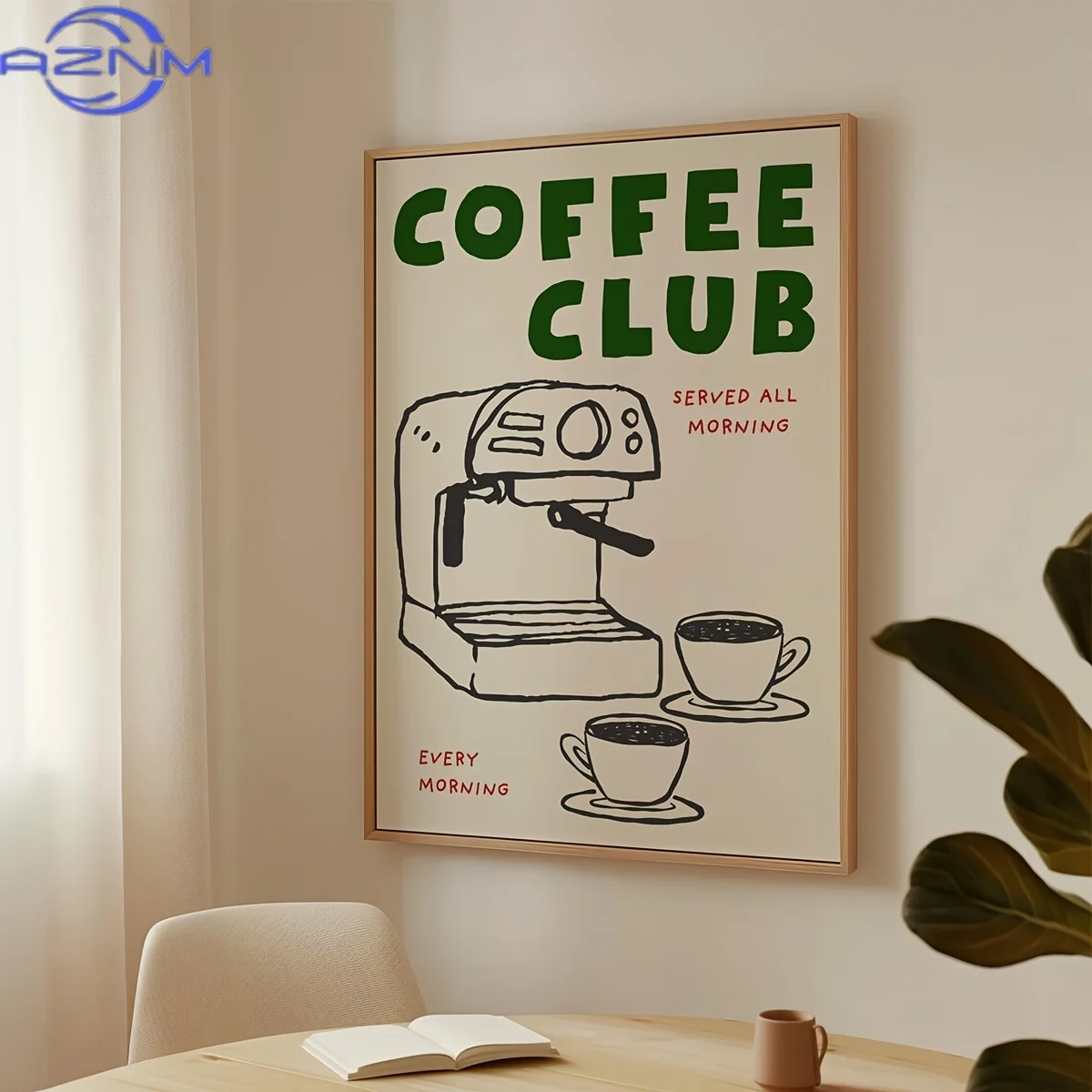 Cartoon Animal Text Art Coffee - Home Decor Minimal 评论和价格